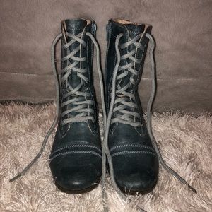 Blue combat boots